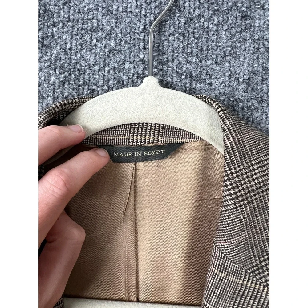 Banana Republic Blazer Mens 38S Tan Brown Wool Glen Plaid Sport Coat Old Money